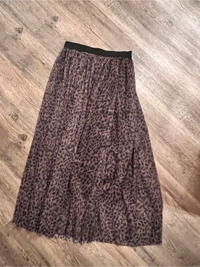 Women's Animal Print Maxi Skirt - Brown Leopard